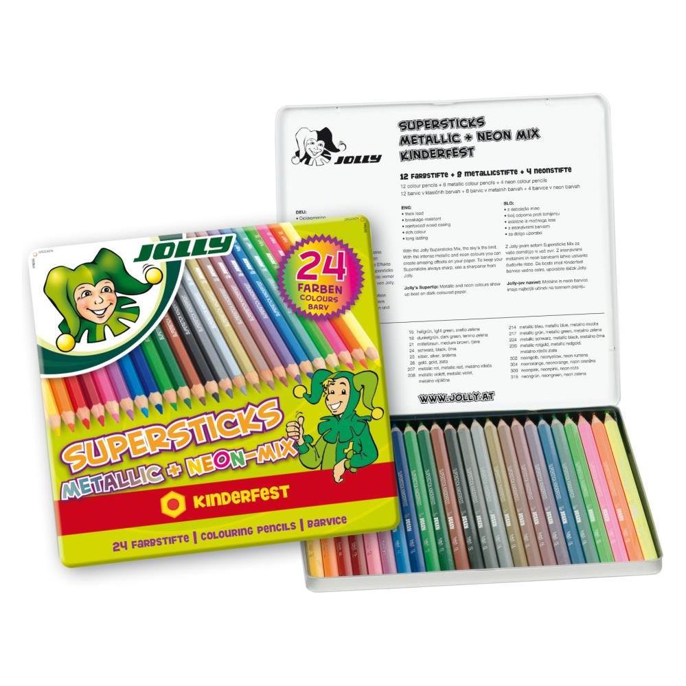 Jolly Supersticks Classic Farbstifte Metallic-Mix 24 Buntstifte im Metalletui (24x) (3000-0449)