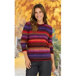 Alpaka-Pullover in Streifen rot in Größe 44/46 von DW-Shop, Rot, 44/46