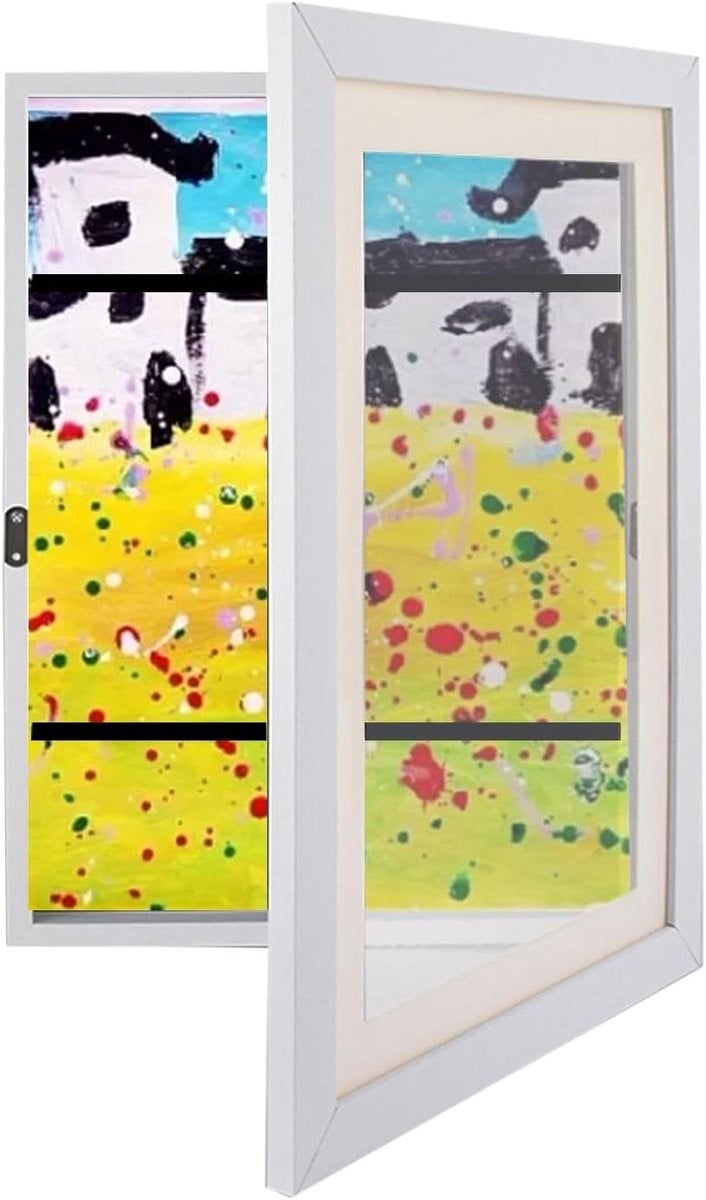 Allecto Plus Fotolijst voor kinderkunst, Wit, A4 formaat, Composiethout, Horizontale en verticale display