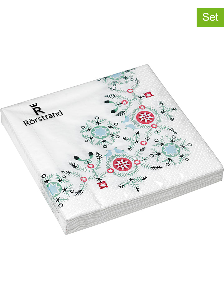 Rörstrand 2er-Set: Servietten "Swedish Grace - Winter" in Weiß/ Bunt - 2x 20 Stück - onesize