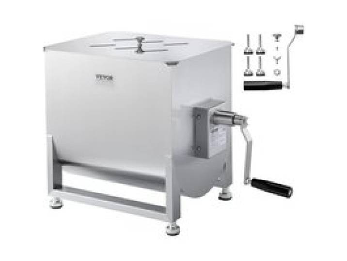 VEVOR manueller Fleischmischer 40 L Fleischverarbeitungsgerät (max. Mischen von 27,2 kg Fleisch), Fleischmischer aus Edelstahl, Wurstmischer mit Untersetzungsgetriebe, Handmixer für Hackfleisch