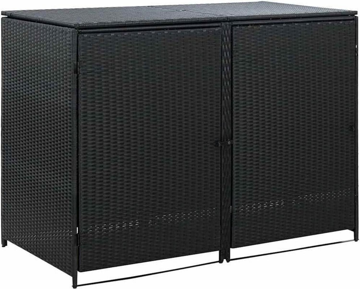 vidaXL Mülltonnenbox 2er Schwarz Rattan Gerätebox