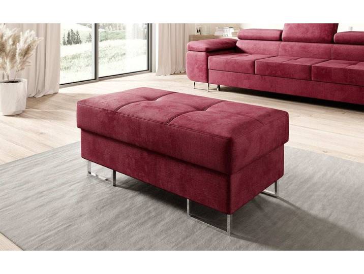Beistellhocker Jess mit Stauraum - Bordeaux - Samt - Luxusbetten24