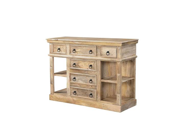Kommode rustikal 120cm PAZIN massiv Mangoholz Vintage Anrichte Landhaus