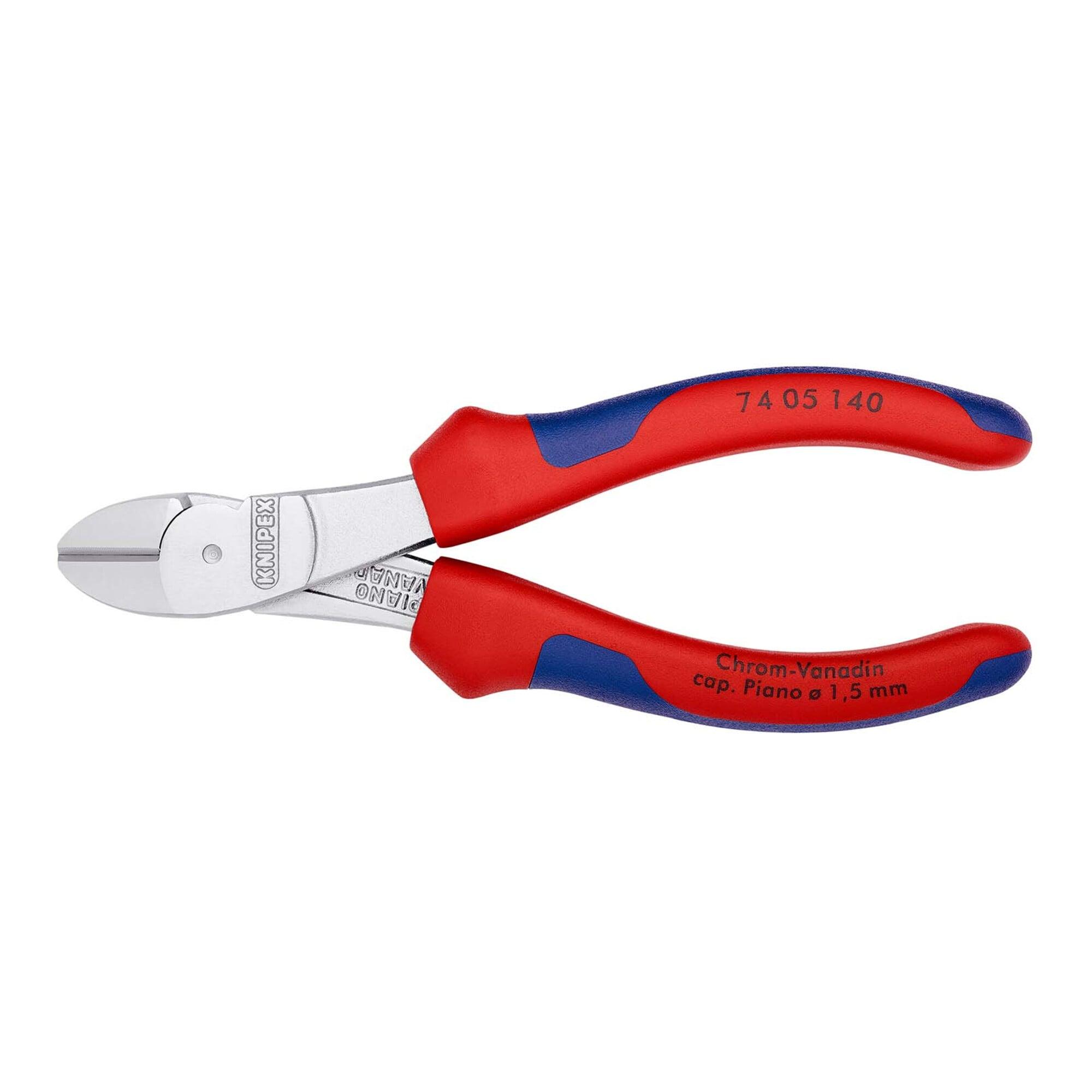 KNIPEX 74 05 140 Kraft-Seitenschneider mit Mehrkomponenten-Hüllen verchromt 140 mm)