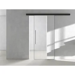 Griffwerk Glasschiebetürkomplettset Planeo Air Silent dichtschließend Graphitschwarz ESG PURE WHITE klar (Klarglas) 935 x 2183 mm Wandmontage - 2000 mm Länge - 1-flügelig