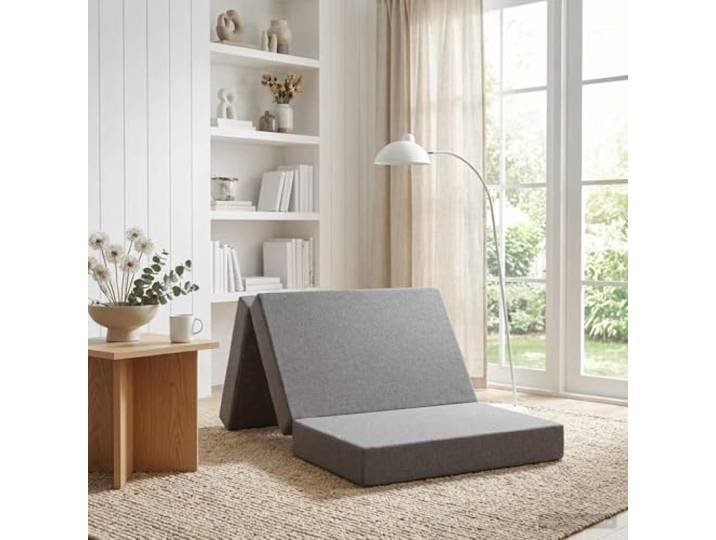 KTHLBRH Klappsofa Bett 90x67x45 cm Hellgrau mit Polyesterbezug Faltbares Sofa Bett, atmungsaktiver Polyester, Schaumstoffpolsterung, Reißverschlussbezug, kompaktes Design