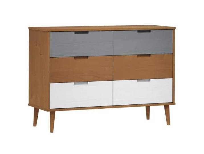 RJPLMFV Kommode aus massivem Kiefernholz, 6 Schubladen, 113 x 40 x 80 cm UV-Schutzlack, robuste Platte für Dekoration, Wandbefestigung inklusive, Montageanleitung im Lieferumfang enthalten