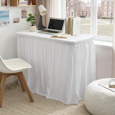 DormCo Solid White Luxury Plush Machine Washable Soft Dorm Desk Skirt