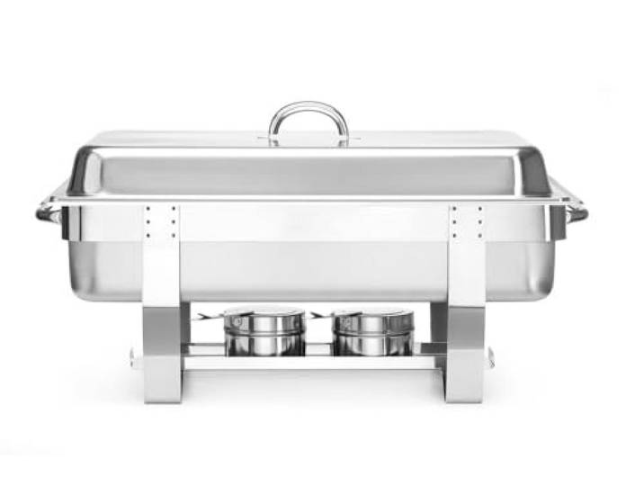 HENDI Chafing Dish, Set, 2 zusätzliche GN Behälter 1/2 65 mm tief, 3 zusätzliche GN Behälter 1/3 65 mm tief, Warmhaltebehälter, Speisewärmer, Behälter, 585x385x(H)315mm, Edelstahl 18/0