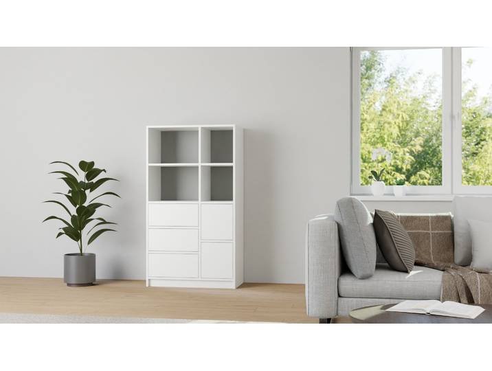 Weißes Schubladenregal aus MDF Dekor MDF Beschichtet MDF Weiß matt