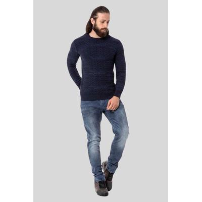 Strickpullover CIPO & BAXX "Pullover", Herren, Gr. S, blau (navyblau), Feinstrick, 50% Baumwolle, 50% Polyacryl, unifarben, regular fit, Rundhals, Pullover Strickpullover, im modernen Design