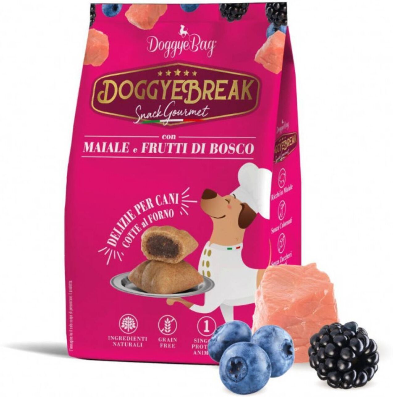 Doggye Bag DoggyeBag® Doggyebreak Snack Ripieni con Maiale e Frutti di Bosco per Cani 180 g