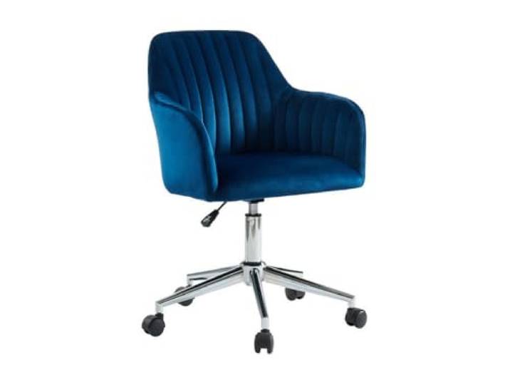 Vente-unique-Bürostuhl höhenverstellbar - Samt - Blau - Eleana