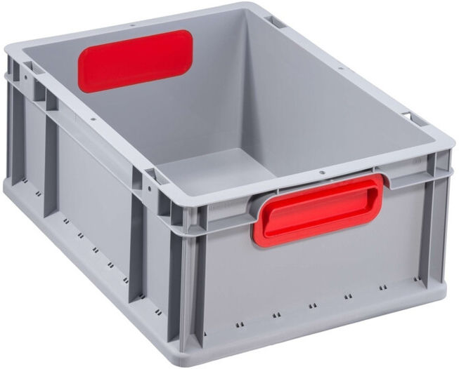 Conteneur de transport gerbable L400xl300xH170mm gris PP poignée fermée rouge pa ; Allit (456705)