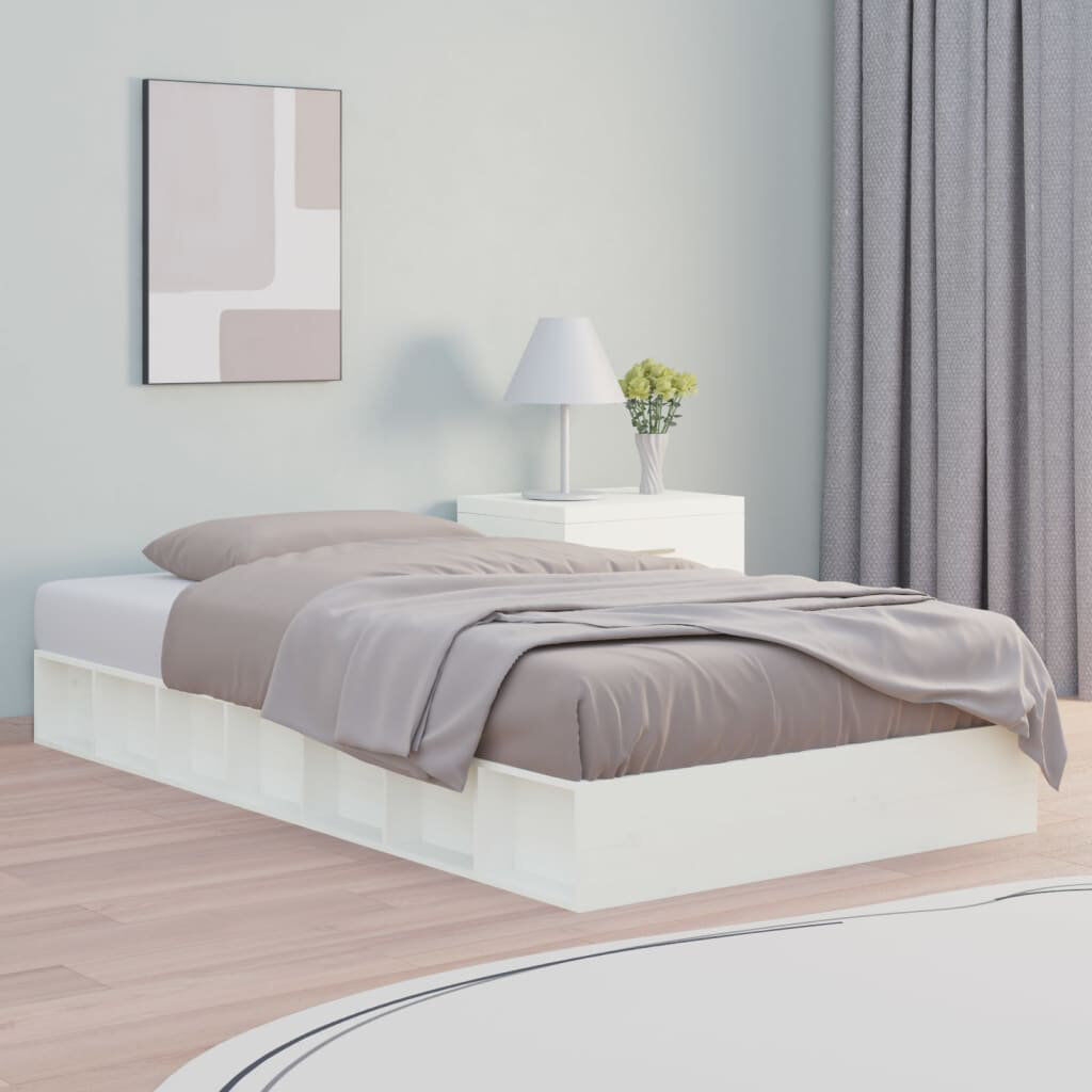 Latitude Run Kruno Solid Wood Bed White 108 x 192.5cm