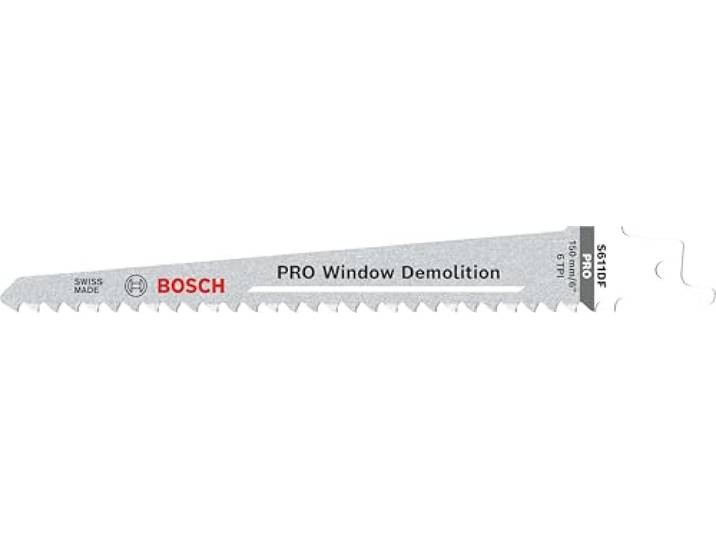 Bosch 100x PRO Window Demolition S611DF Recip Saw Blade, 1,25 x 19 x 150 mm für Holz mit Nägeln, Aluminium, Länge 150 mm, Professional Zubehör Säbelsäge