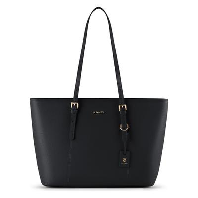 Shopper LAZAROTTI "Bologna Leather XL Shopper Tasche Leder 35 cm", Damen, Gr. B/H/T: 13,5cm x 28cm, schwarz, Leder, Taschen Shopper