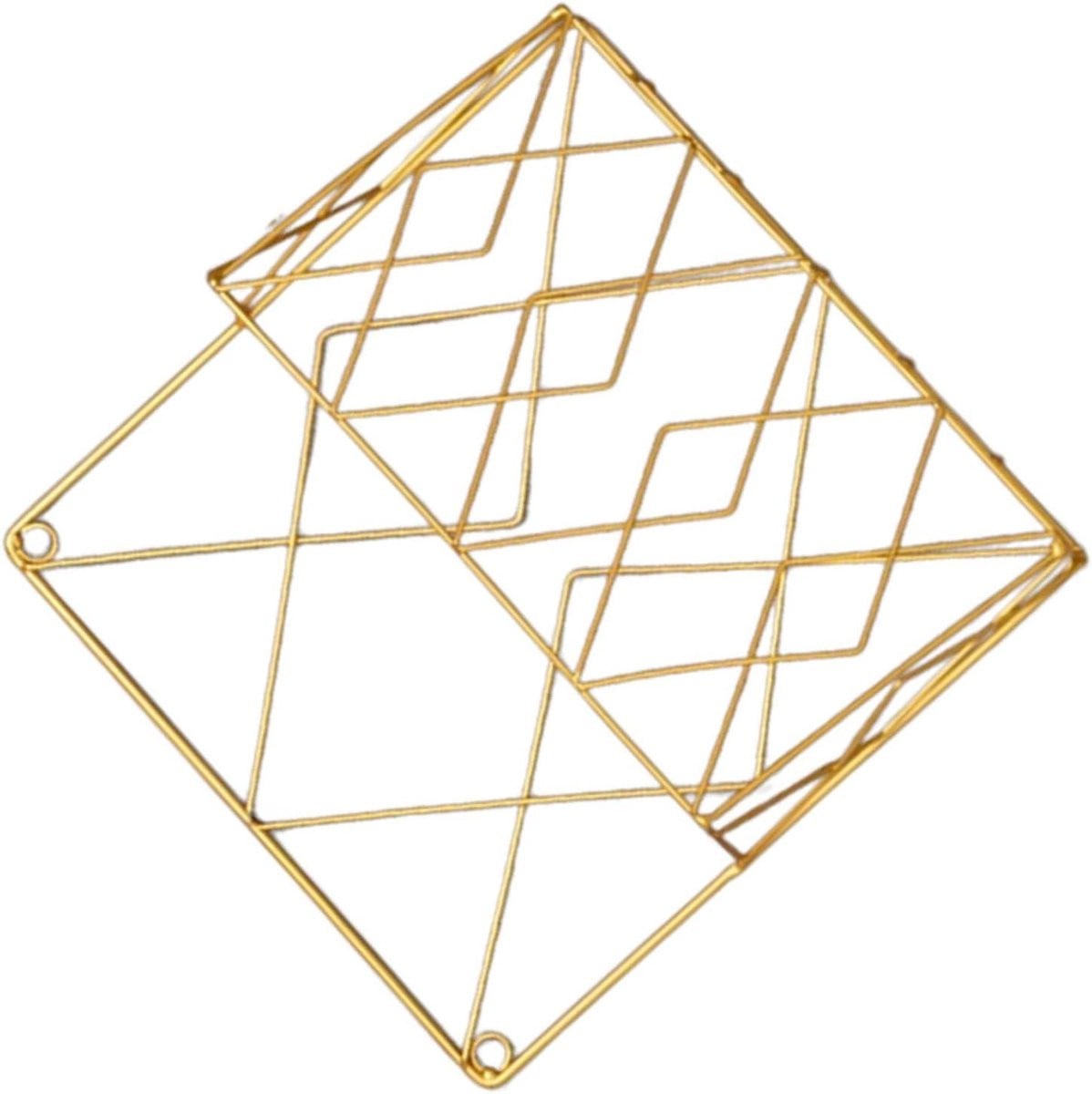 Gouden wandmontage boekenrek en tijdschriftenhouder voor decoratieve opslag, 26 x 25 x 7 cm