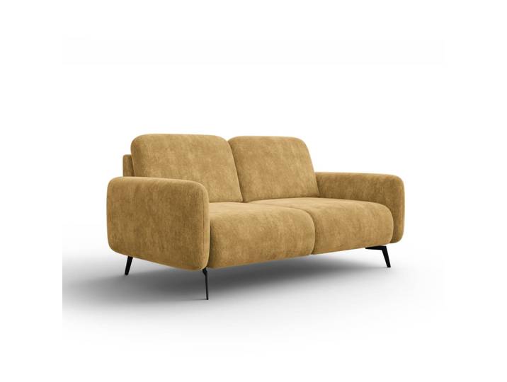 Canapé 2 places, tissu chenille moutarde