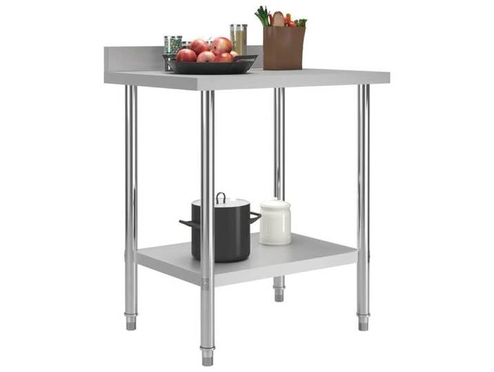 SALE 2025 Table Plan de Travail - de cuisine avec dosseret 80x60x93 cm Inox chill964242