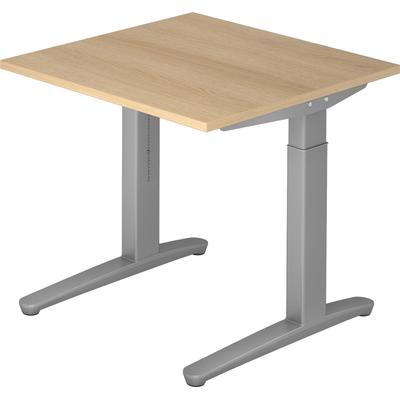 Hammerbacher Schreibtisch C-Fuß 80x80cm Eiche/Silber