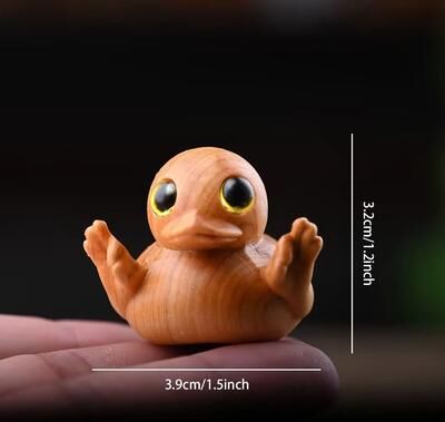 Inspired Finds Hand Carved Wooden Yellow Duck Desktop Ornament For Home & Office Decor happy Duck