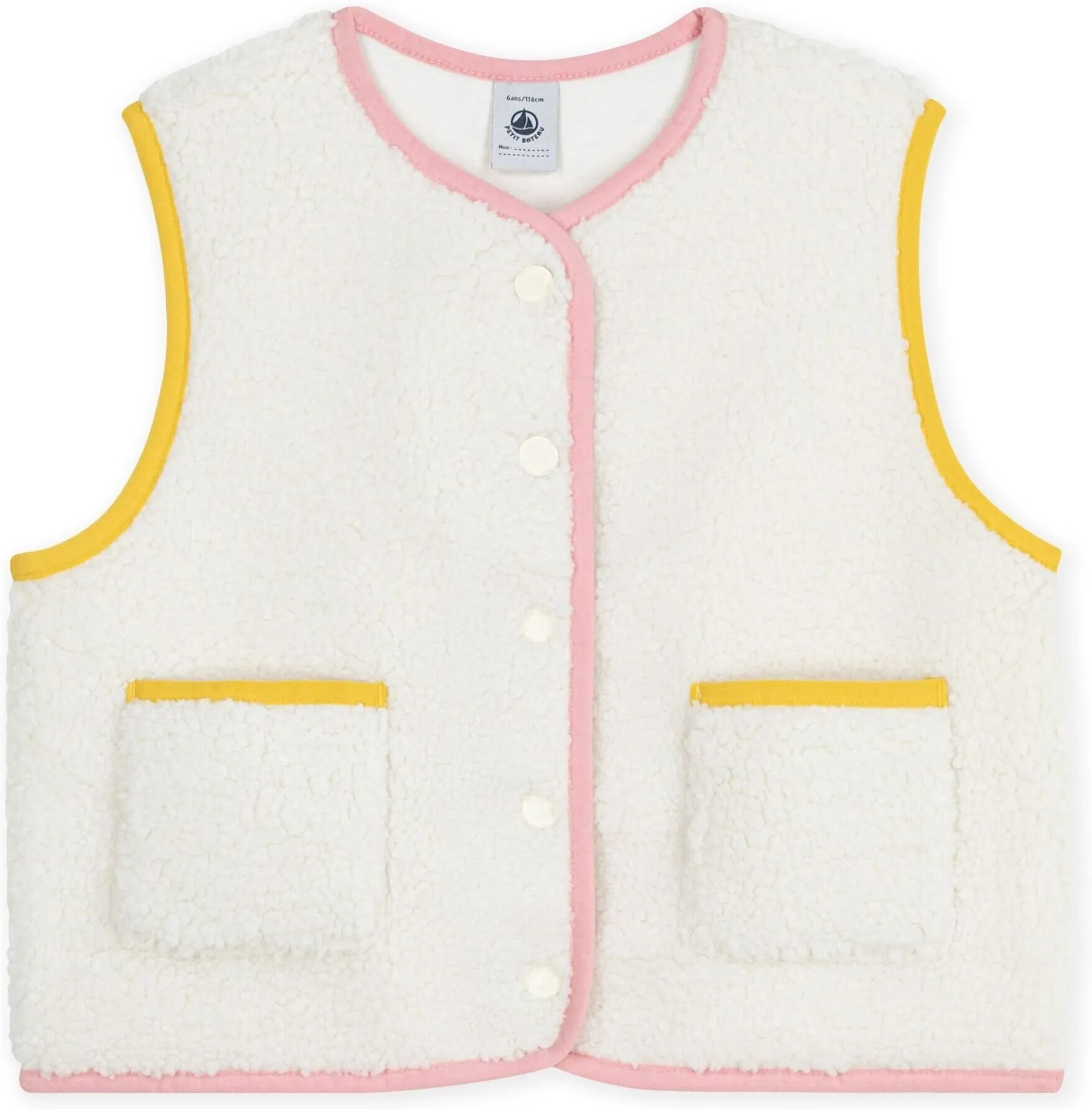 Petit Bateau Veste Sans Manches Façon Sherpa Ecru 3 ans
