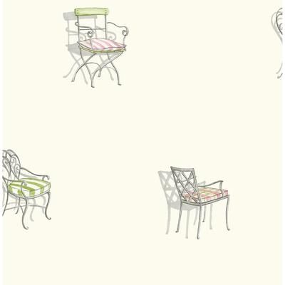 Seabrook Designs Jardin Les Chaises Unpasted Wallpaper
