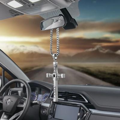 Inspire Select Crystal Christian Cross Car Hanging Ornament Metal Rearview Mirror Pendant With Sparkling Crystal Accents Crystal Christian Cross Car Hanging Ornament Metal Rearview Mirror Pendant With Sparkling Crystal Accents