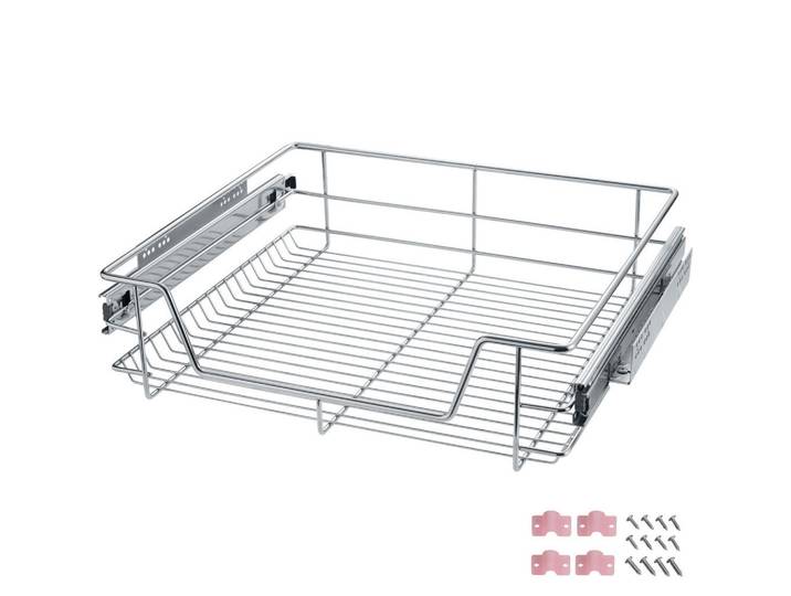 tectake Teleskopschublade, einfache Montage, grau, Grau, Metall, 57x14x44 cm, Schlafzimmer, Kleiderschränke, Schranksysteme