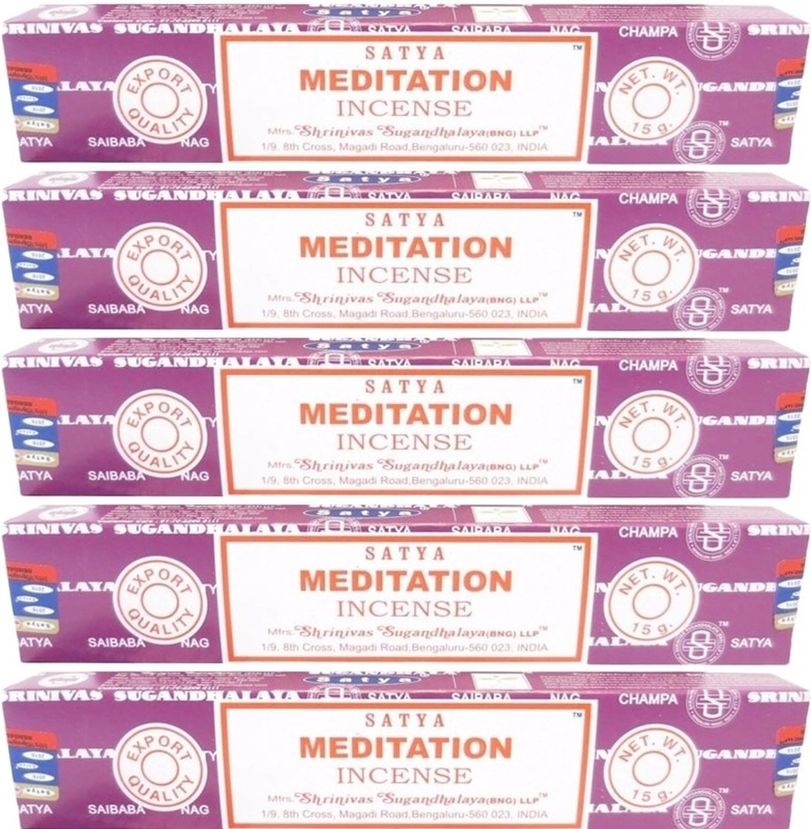 HEM Nag Champa wierook Meditation 5x 15 gram