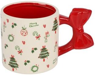Saro Lifestyle Ceramic Holiday Mug with Bow Handle