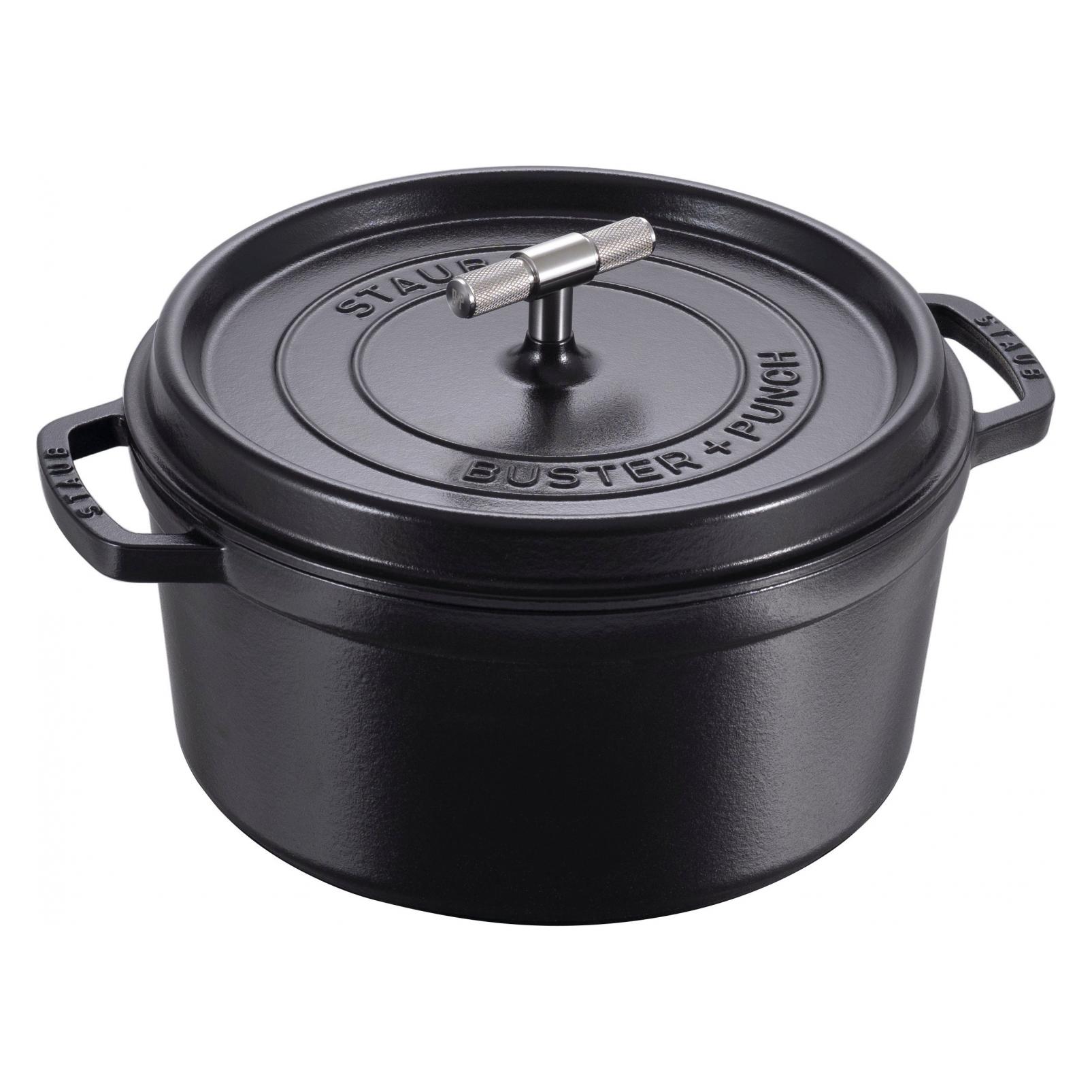 Staub - Buster Punch Cocotte - Black - 28 cm (Bräter + Schmortopf, Stielkasserolle, Gusseisen, 28 x 19 cm) (1029896)