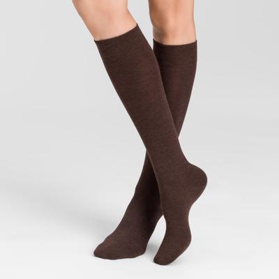 Kniestrümpfe HUDSON "RELAX WOOLMIX CLIMA", Damen, Gr. 35-38, braun (braunmeliert), Obermaterial: 53% Baumwolle, 42% Schurwolle, 4% Polyamid, 1% Elasthan, Socken Kniestrümpfe, Klimaregulierende Kniestrümpfe aus Baum- und Schurwolle