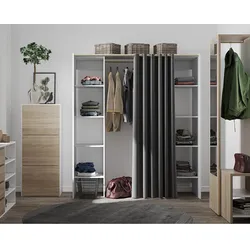 TemaHome »Tom 2.2« Kleiderschrank mit Vorhang Weiß Dunkelgrau