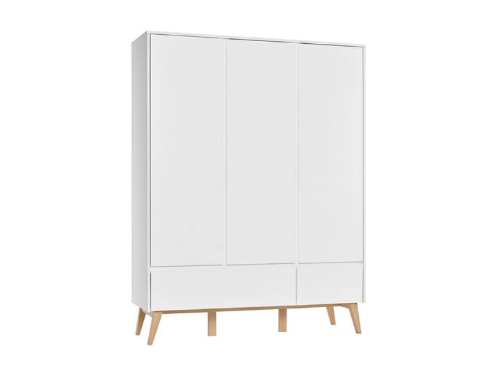 Armoire 3 portes 2 tiroirs Pinio Swing - Blanc et bois