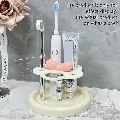 Market Central Flower Acrylic Toothbrush Holder Bathroom Organizer white