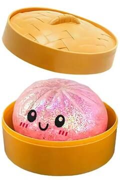 Uplift Treasures Dumpling Squishy Toy With Bamboo Steamer a