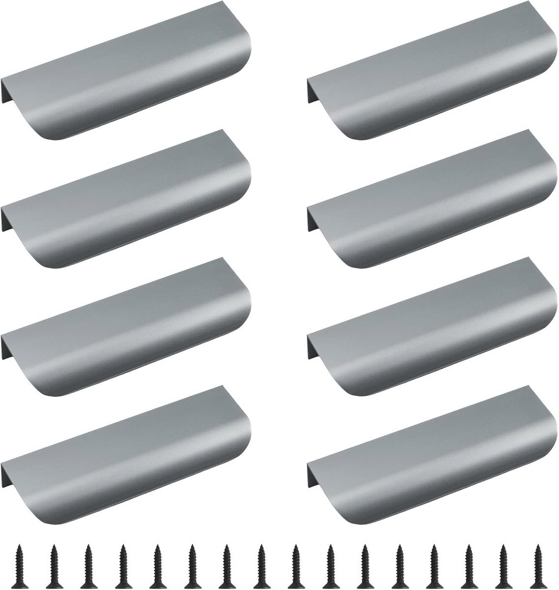 Set van 8 verstevigde aluminium lade handgrepen met vingerrand voor kasten en lades, 120 mm