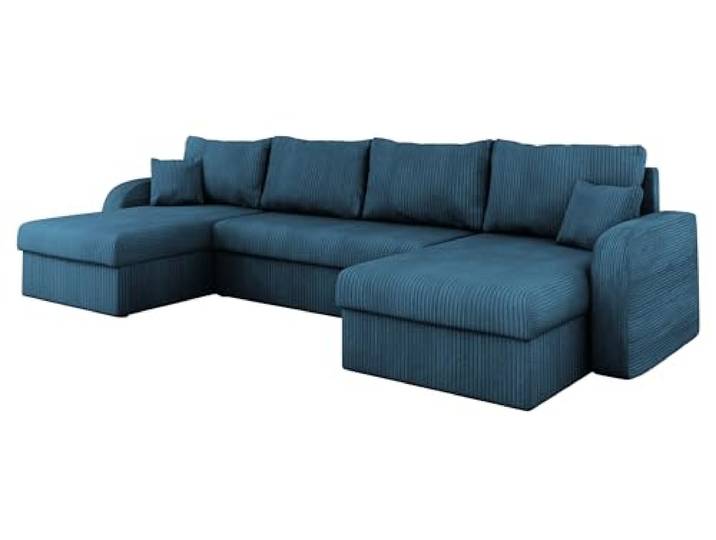 Mirjan24 Ecksofa Kristofer U Cord mit 3 Bettkästenl (Poso 05) U-förmige Wohnlandschaft mit Schlaffunktion, gepolstertem Rücken, 2 Kissen und tierfreundlichem Bezug