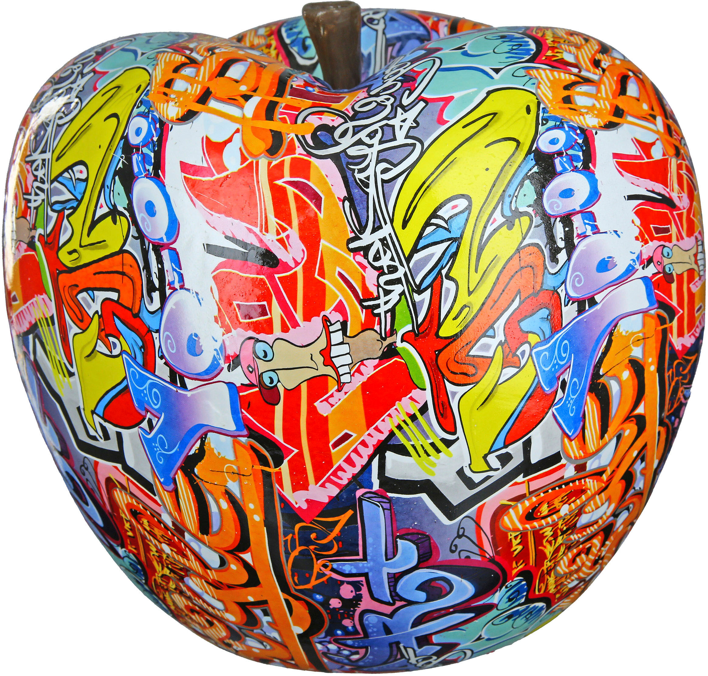Dekoobjekt CASABLANCA BY GILDE "Apfel Street Art", bunt, B:29cm H:31cm T:29cm, Kunstharz, Dekofiguren, Dekoobjekt, Graffiti-Design bunt B/H/T: 29cm x 31cm x 29cm, Apfel
