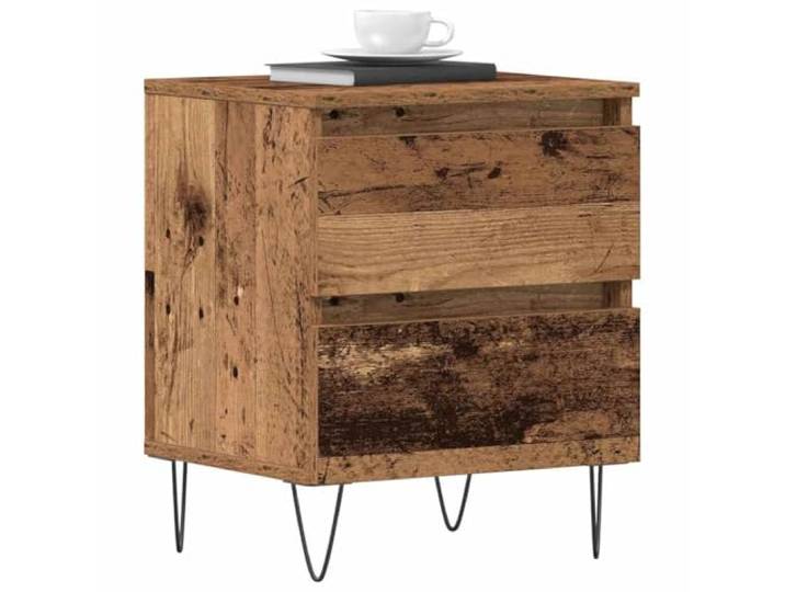 KTHLBRH Nachttisch mit 2 Schubladen, Holz, 40 x 35 x 50 cm Mehrschichtiges Holz, kompaktes rechteckiges Design, strukturierte Oberfläche, einfache Montage