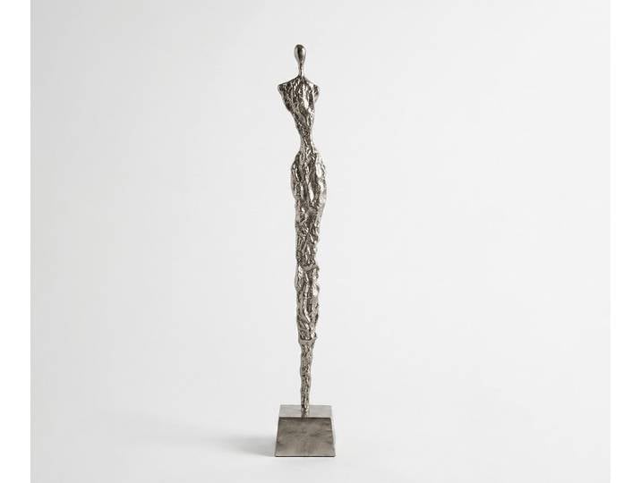 Figur Valeria B15 x T15 x H102 cm Aluminium Platin Handgemacht, Wohnaccessoires