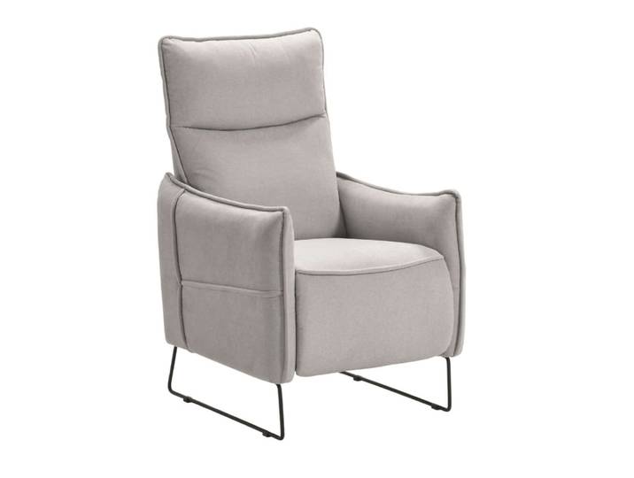 Fauteuil relax design en tissu gris clair piètement métal luge