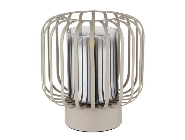 Globo Tischleuchte, Grau, Klar, Sandfarben, Metall, Glas, 19 cm, CE, Wippschalter, Lampen & Leuchten, Innenbeleuchtung, Tischlampen, Tischlampen