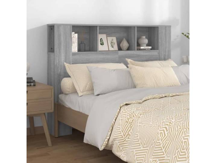 Armoire de tête de lit - AKOZON - Sonoma gris - Contemporain - Design