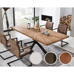 SIT Tops & Tables »Canberra« Massivholz Esstisch Teak Beam 200x100 cm / Eisen antiksilber