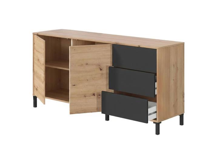 Buffet effet bois beige, anthracite 154x41 cm