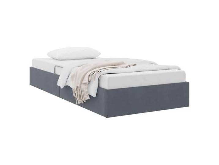 KTHLBRH Ottoman-Bett, dunkelgrau, 90 x 190 cm, Samt Hydraulisches Heben, Behälter, Metallrahmen, Verwendung im Innenbereich